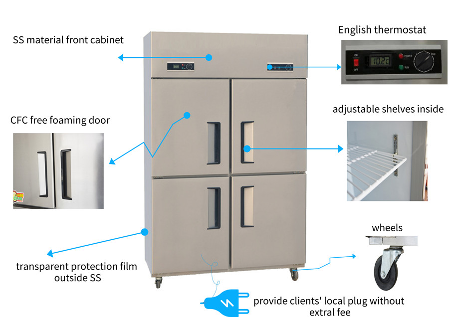 Lemari Dapur  4 Pintu  Industri Freezer Untuk  Dapur  Restoran 